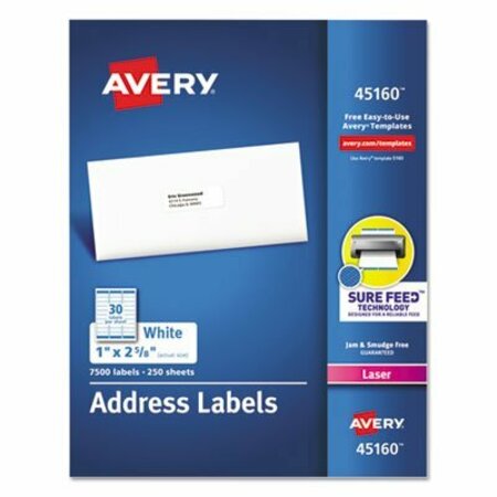 AVERY DENNISON LABEL, ADD, LSR, 30-UP, WHT 45160